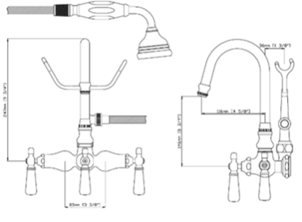 Gooseneck Tub Faucet with Hand Spray - KN400 Series - Image 2